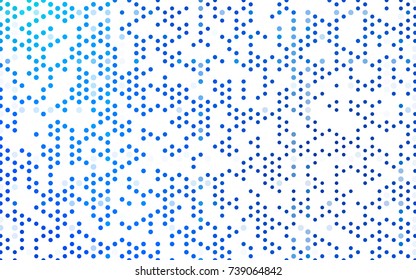 Light BLUE vector modern geometrical circle abstract background. Dotted texture template. Geometric pattern in halftone style with gradient. 