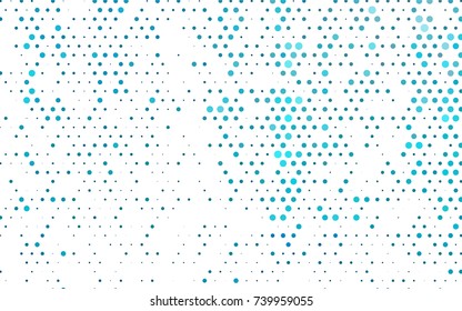 Light BLUE vector modern geometrical circle abstract background. Dotted texture template. Geometric pattern in halftone style with gradient. 