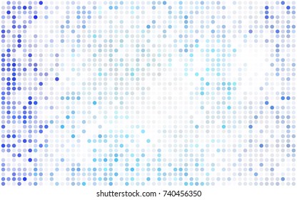 Light BLUE vector modern geometrical circle abstract background. Dotted texture template. Geometric pattern in halftone style with gradient. 