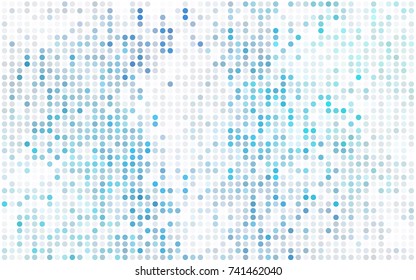 Light BLUE vector modern geometrical circle abstract background. Dotted texture template. Geometric pattern in halftone style with gradient. 