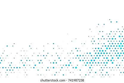 Light BLUE vector modern geometrical circle abstract background. Dotted texture template. Geometric pattern in halftone style with gradient. 