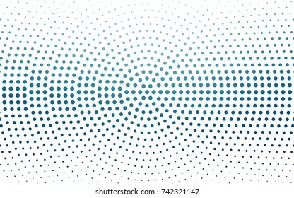 Light BLUE vector modern geometrical circle abstract background. Dotted texture template. Geometric pattern in halftone style with gradient. 