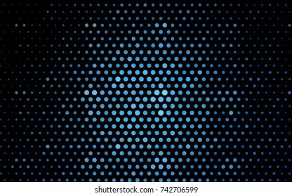 Light BLUE vector modern geometrical circle abstract background. Dotted texture template. Geometric pattern in halftone style with gradient. 