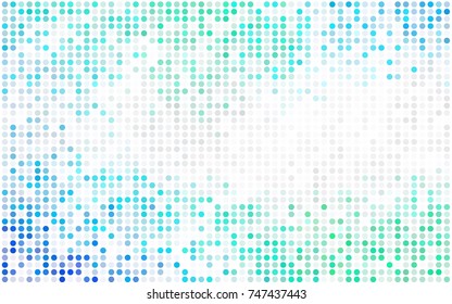 Light BLUE vector modern geometrical circle abstract background. Dotted texture template. Geometric pattern in halftone style with gradient. 