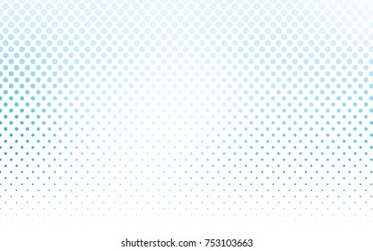 Light BLUE vector modern geometrical circle abstract background. Dotted texture template. Geometric pattern in halftone style with gradient. 