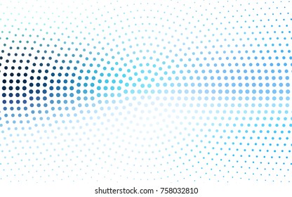 Light BLUE vector modern geometrical circle abstract background. Dotted texture template. Geometric pattern in halftone style with gradient. 