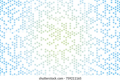 Light BLUE vector modern geometrical circle abstract background. Dotted texture template. Geometric pattern in halftone style with gradient. 