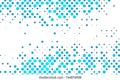 Light BLUE vector modern geometrical circle abstract background. Dotted texture template. Geometric pattern in halftone style with gradient. 