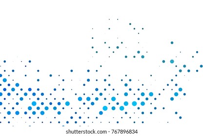 Light BLUE vector modern geometrical circle abstract background. Dotted texture template. Geometric pattern in halftone style with gradient. 