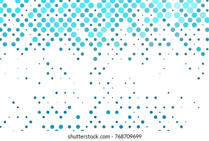 Light BLUE vector modern geometrical circle abstract background. Dotted texture template. Geometric pattern in halftone style with gradient. 