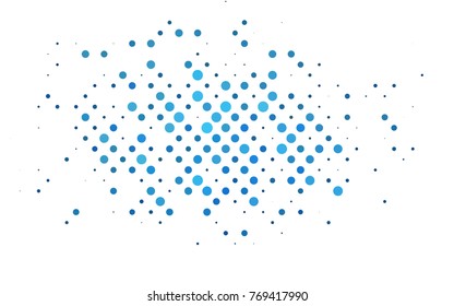 Light BLUE vector modern geometrical circle abstract background. Dotted texture template. Geometric pattern in halftone style with gradient. 