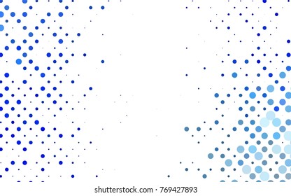 Light BLUE vector modern geometrical circle abstract background. Dotted texture template. Geometric pattern in halftone style with gradient. 