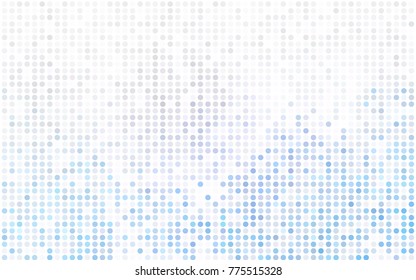 Light BLUE vector modern geometrical circle abstract background. Dotted texture template. Geometric pattern in halftone style with gradient. 