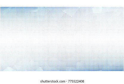 Light BLUE vector modern geometrical circle abstract background. Dotted texture template. Geometric pattern in halftone style with gradient. 