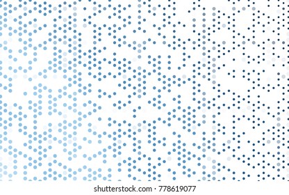 Light BLUE vector modern geometrical circle abstract background. Dotted texture template. Geometric pattern in halftone style with gradient. 