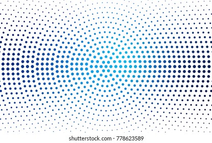 Light BLUE vector modern geometrical circle abstract background. Dotted texture template. Geometric pattern in halftone style with gradient. 