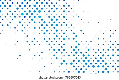 Light BLUE vector modern geometrical circle abstract background. Dotted texture template. Geometric pattern in halftone style with gradient. 