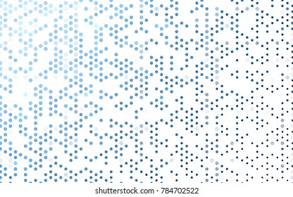 Light BLUE vector modern geometrical circle abstract background. Dotted texture template. Geometric pattern in halftone style with gradient. 