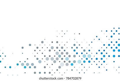 Light BLUE vector modern geometrical circle abstract background. Dotted texture template. Geometric pattern in halftone style with gradient. 