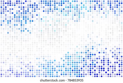 Light BLUE vector modern geometrical circle abstract background. Dotted texture template. Geometric pattern in halftone style with gradient. 