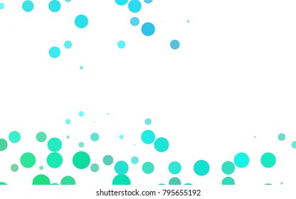 Light BLUE vector modern geometrical circle abstract background. Dotted texture template. Geometric pattern in halftone style with gradient. 