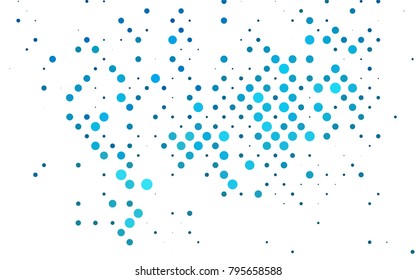 Light BLUE vector modern geometrical circle abstract background. Dotted texture template. Geometric pattern in halftone style with gradient. 