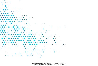 Light BLUE vector modern geometrical circle abstract background. Dotted texture template. Geometric pattern in halftone style with gradient. 