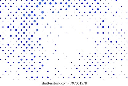 Light BLUE vector modern geometrical circle abstract background. Dotted texture template. Geometric pattern in halftone style with gradient. 