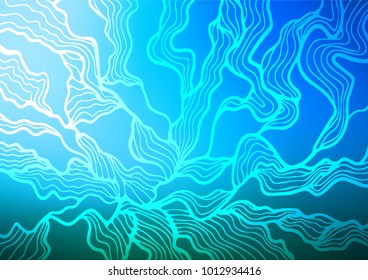 Light BLUE vector natural abstract pattern. Colorful abstract illustration with lines in Asian style. Hand painted design for web, leaflet, textile.