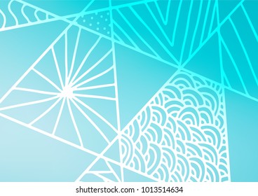 Light BLUE vector natural abstract template. Geometric doodle illustration in Origami style with gradient. The doodle design can be used for your web site.