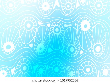 Light BLUE vector natural abstract pattern. Brand-new colored illustration in blurry style with doodles. The pattern can be used for coloring books and pages for kids.