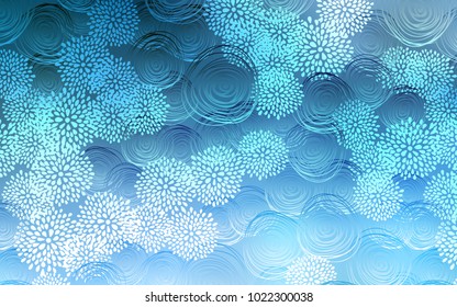 Light BLUE vector natural abstract template. Shining colored illustration with flowers in doodle style. The doodle design can be used for your web site.