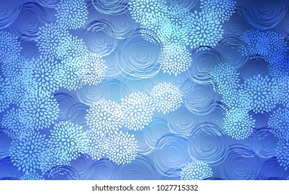 Light BLUE vector natural abstract background. Colorful illustration in doodle style with flowers. The textured pattern can be used for website.