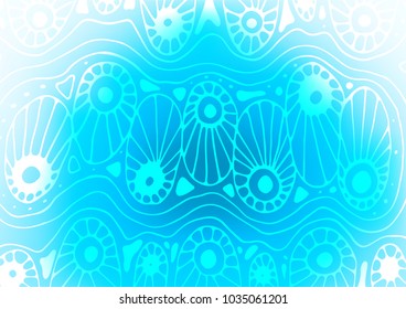 Light BLUE vector natural abstract pattern. Glitter abstract illustration with doodles and Zen tangles. A completely new design for your business.