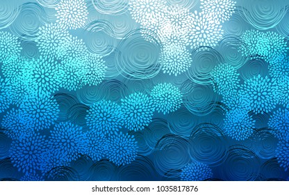 Light BLUE vector natural abstract design. Glitter abstract illustration with doodles and flowers. The pattern can be used for wallpapers and coloring books.