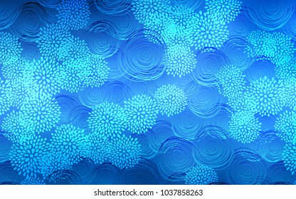 Light BLUE vector natural abstract background. Sketchy doodles with flowers on blurred background. The template can be used as a background for cell phones.