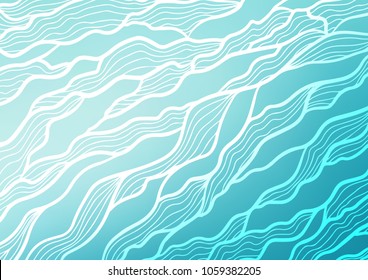 Light BLUE vector natural abstract template. A vague abstract illustration with doodles in Indian style. The elegant pattern can be used as a part of a brand book.