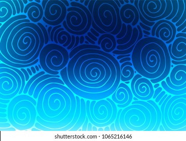 Light BLUE vector natural abstract background. Colorful illustration in abstract style with doodles and Zen tangles. The elegant pattern can be used as a part of a brand book.