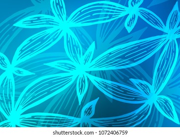 Light BLUE vector natural abstract template. Shining colored illustration with doodles in Zen tangle style. The textured pattern can be used for website.