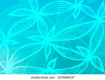 Light BLUE vector natural abstract template. Colorful abstract illustration with lines in Asian style. The elegant pattern can be used as a part of a brand book.