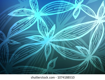 Light BLUE vector natural abstract pattern. Colorful illustration in abstract style with doodles and Zen tangles. A completely new template for your business design.