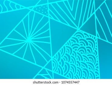Light BLUE vector natural abstract pattern. Blurred decorative design in Indian style with Zen tangles. The pattern can be used for wallpapers and coloring books.