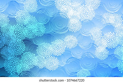 Light BLUE vector natural abstract template. Sketchy doodles with flowers on blurred background. The template can be used as a background for cell phones.
