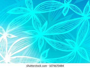 Light BLUE vector natural abstract background. Sketchy hand drawn doodles on blurred background. The pattern can be used for wallpapers and coloring books.
