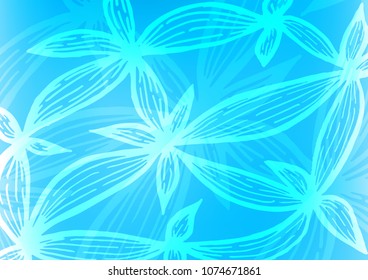 Light BLUE vector natural abstract texture. Colorful abstract illustration with lines in Asian style. The best blurred design for your business.
