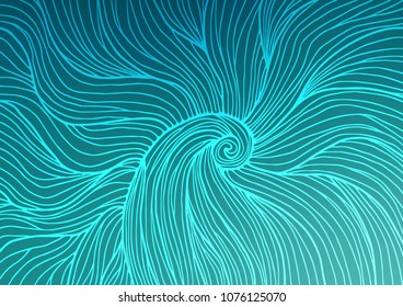 Light BLUE vector natural abstract template. Shining colored illustration with doodles in Zen tangle style. Brand-new design for your business.