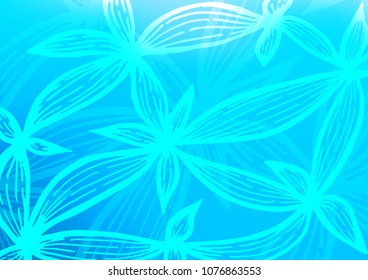 Light BLUE vector natural abstract texture. Decorative shining illustration with doodles on abstract template. A completely new template for your business design.