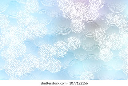 Light BLUE vector natural abstract template. Glitter abstract illustration with doodles and flowers. The pattern can be used for heads of websites and designs.