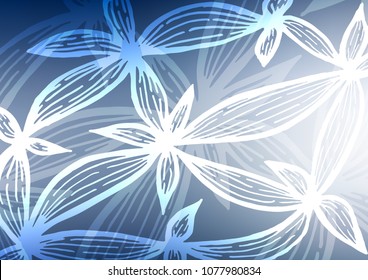 Light BLUE vector natural abstract pattern. Colorful abstract illustration with lines in Asian style. A completely new template for your business design.