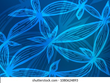 Light BLUE vector natural abstract background. Sketchy hand drawn doodles on blurred background. The template can be used as a background for cell phones.